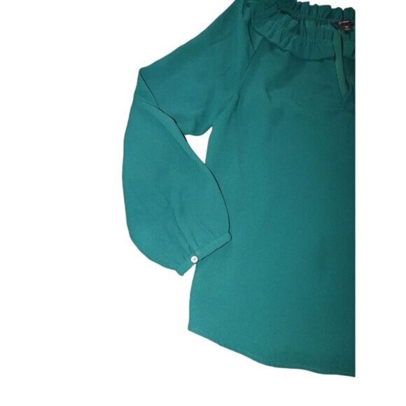 J. Crew Drapey Ruffleneck Top‎ in 365 Crepe Womens XS Forest Green Forestcore - Picture 4 of 9